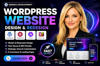 wordpress website design with elementor pro divi, wordpress landing page design