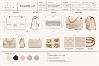 create custom bag design, tech pack, handbag, and tote bag for your brand