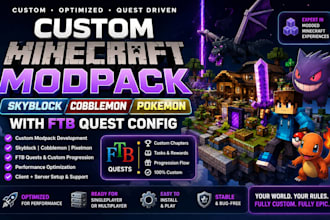 create custom minecraft modpack skyblock cobblemon pokemon with ftb quest config