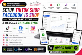 setup tiktok shop facebook ig shop dropshipping store and fix catalog sync erorr