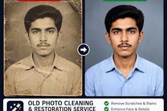 restore old damaged photos,repair scratches and enhance