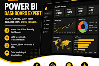 create professional power bi dashboards and data analytics