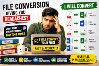convert PDF or word to excel, word or CSV