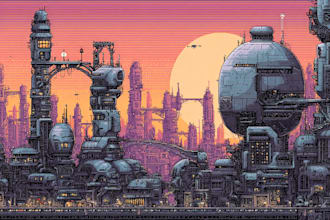 design an illustration of futuristic cyberpunk city