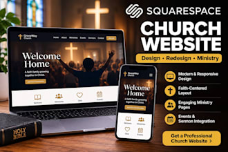 design squarespace website, redesign squarespace for church website ministry