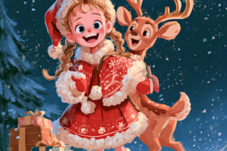 draw illustration christmas holiday cartoon caricature card