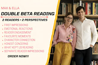 beta read your manuscript with 2 readers and provide a reader experience report