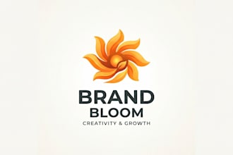 design a vibrant orange flower logo for your brand