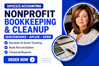 provide nonprofit bookkeeping, 501c3 accounting and quickbooks cleanup
