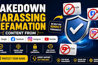 takedown harassing defaming posts from reddit tiktok instagram google fb and x
