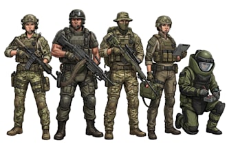 draw realistic military illustration and soldier artwork
