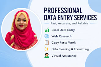 do data entry web research and excel data cleaning