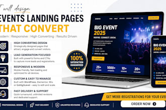 design landing page event landing page sales funnel wix or wordpress website
