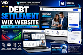 design debt settlement website, debt relief landing page with ai sales assistant
