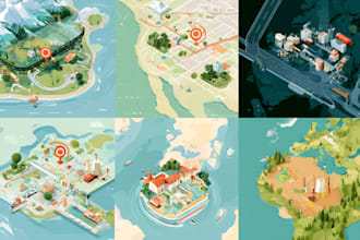 draw a unique vector or isometric map