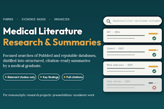 conduct medical literature research and summarize pubmed articles