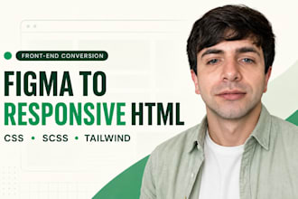 convert figma to responsive HTML using css scss or tailwind
