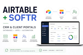 build airtable databases, softr apps, CRM and client portals