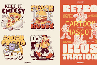 do premium retro cartoon illustrations
