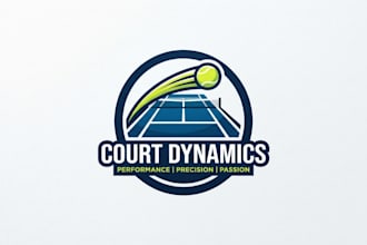 design a dynamic tennis court logo for your brand