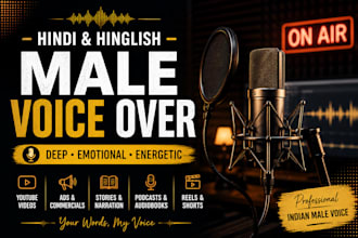 record a professional hindi and hinglish male voice over
