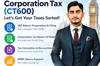 file UK vat tax return and corporation tax ct600 as requried by hmrc