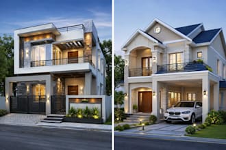 create 3d residential house modeling and interior design
