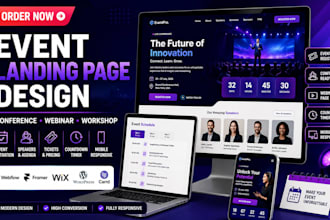 design a modern event landing page for conference webinar or event