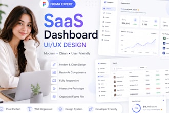 design modern saas dashboard and admin panel UI UX in figma