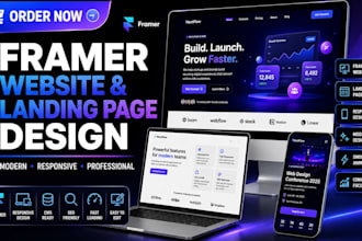 design a modern responsive framer website or framer landing page