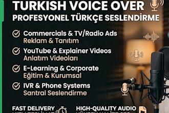 record a professional turkish voice over for your project