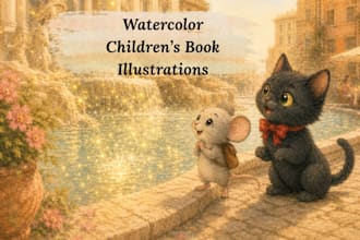 create whimsical watercolor storybook illustrations for children