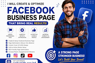 setup and optimize facebook, instagram, tiktok, youtube pages