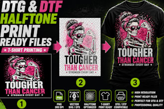 create professional dtf dtg halftone print ready files for t shirt printing