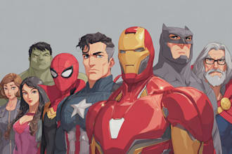 draw a superhero caricature for a family or a business group