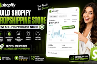 build shopify dropshipping store, shopify website with winning product niche