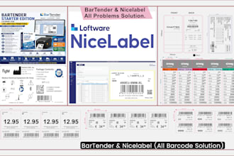 design professional bartender, nicelabel with database automation barcode, label