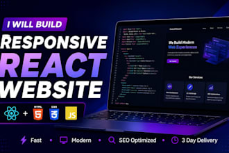 build responsive website using HTML CSS react and javascript