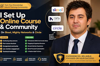 setup online course or community with lms website for skool, mighty network