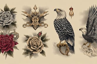 create a traditional or neo traditional, old school tattoo
