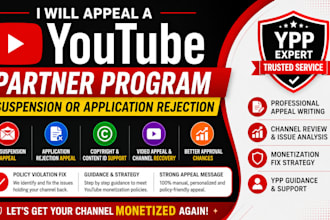 appeal a youtube partner program suspension or application rejection