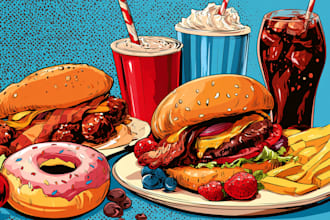 draw food pop art of your food pop art illustration