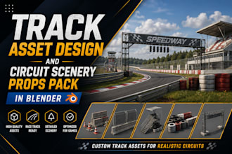 do track asset design and circuit scenery props pack in blender
