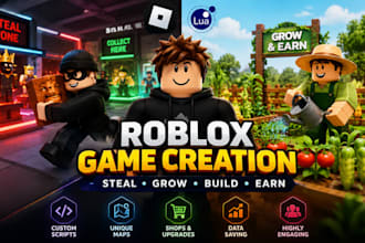 create full roblox game like steal a brainrot and grow a garden, tycoon game
