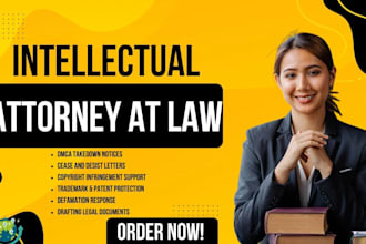 be your lawyer for copyright, IP infringement cases, and dmca takedown
