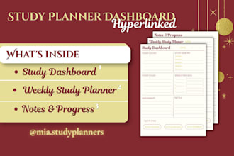 design hyperlinked study dashboard planner
