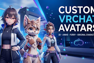 vrchat avatar, anime vrchat avatar, furry avatar, 3d model vrc avatar commission