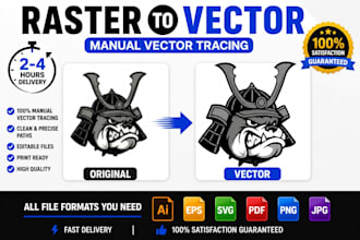 professionally convert raster to vector, vectorize image and logo