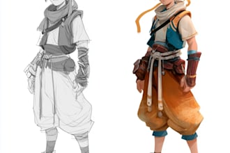 draw character cartoon, anime, super hero or concept art