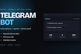 develop a telegram bot for your group, channel or paid community